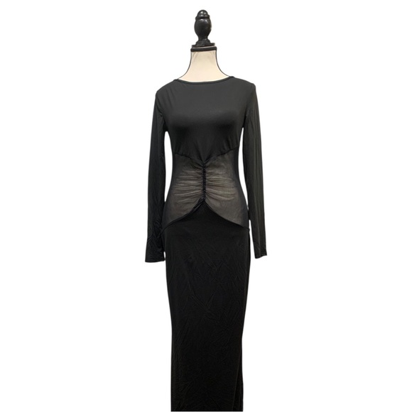 Elegant Long Dress With See-Through Waist - Black - Picture 16 of 16